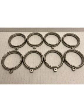 Set of 8 Round Metal Window Curtain Rings in Brushed Nickel Matte Silver.